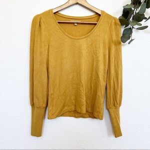 Madewell- Mustard Yellow Puff-Sleeve Scoopneck Top- XXS